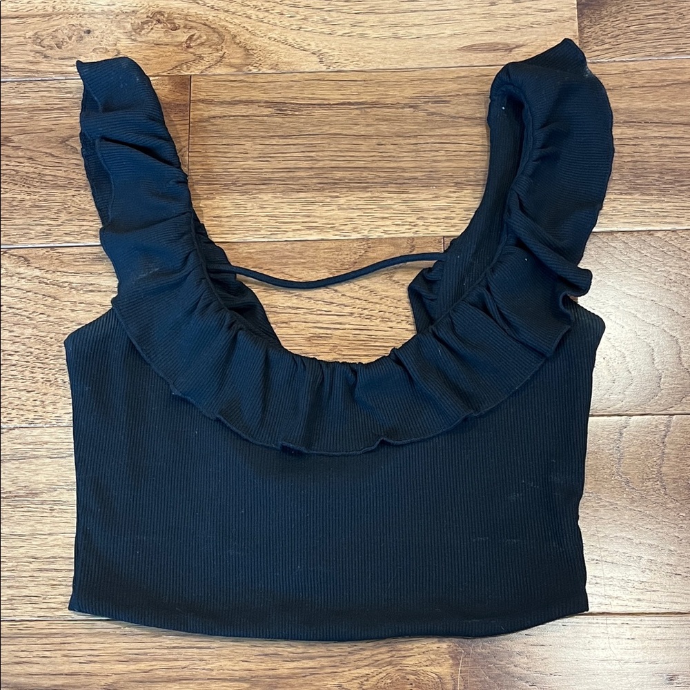 Superdown xs Black Ruffled Women's Top